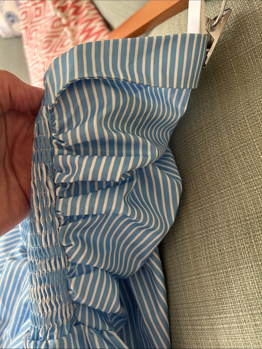 Light Blue Pinstripe Maxi Dress - Picture 8 of 11